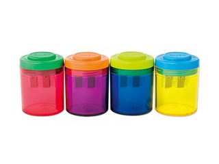 Double pencil sharpener with container Milan, assorted colours