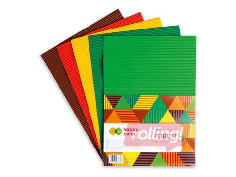 Kartons gofrēts Happy Color Forest, A4, 5 loksnes, dažādas krāsas