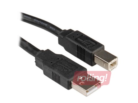USB 2.0 kabelis A/M-B/M tips, 1.0m, melns 