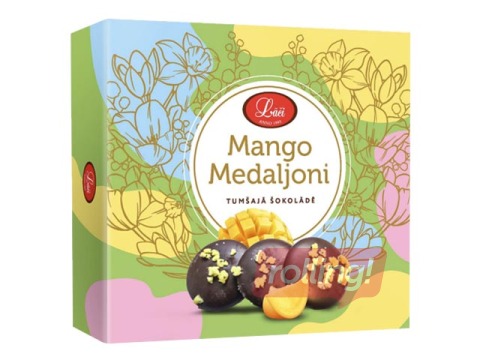 Tumšās šokolādes medaljoni ar mango pildījumu, Lāči, 100g
