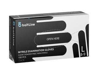 Cimdi nitrila bez pūdera BaltLine L izmērs, 100 gab., melnie 