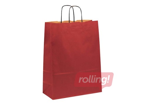 Dāvanu maisiņš papīra TOPTWIST 320 x 140 x 420mm, sarkans kraftpapīrs
