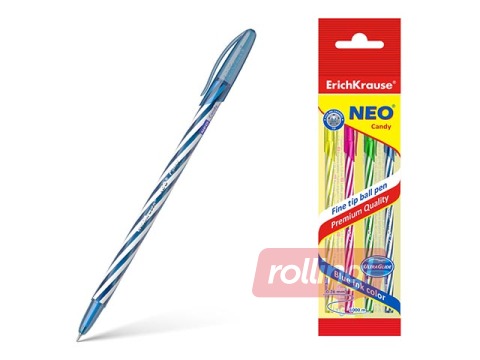 Lodīšu pildspalvu komplekts ErichKrause Neo Candy, 4 gab., zila tinte