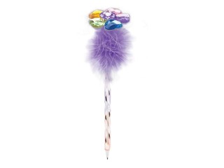 Lodīšu pildspalva Crystal Flower ar violetām spalvām, 0.7mm, zila