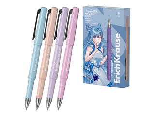 Lodīšu pildspalva Erich Krause, Manga,dažādas korpusa krāsas, zila, 0.7mm, 12 gab.