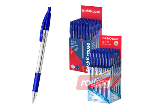 Lodīšu pildspalva Erich Krause, R-301, Matic&Grip, Classic, zila, 1mm