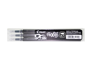 Serdenis PILOT FRIXION 0.7mm, melna tinte, 3 gab/iepakojumā