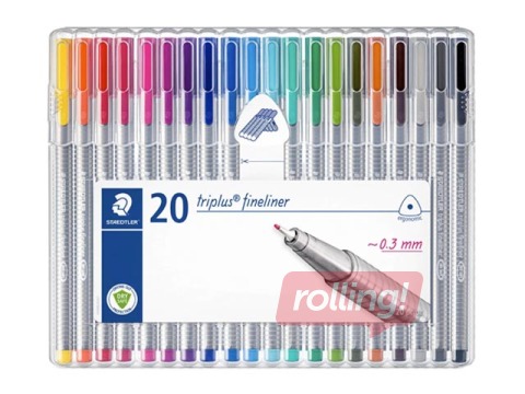 Flomāsterpildspalvu komplekts STAEDTLER TRIPLUS fineliner, 0.3mm, 20 krāsas