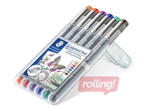 Flomāsterpildspalvu komplekts STAEDTLER, 0.5mm, 6 krāsas