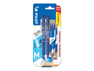 Komplekt: Pilot Frixion kustutatav rollerpliiats + täitesüdamikud, 0,7 mm, sinine tint