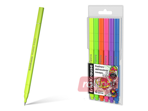 Flomāsterpildspalvu komplekts ErichKrause, Art Spirit Neon, 0.4mm, 6 krāsas