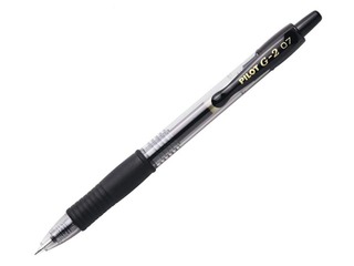 Gēla pildspalva PILOT G-2, 0.7 mm, melna tinte