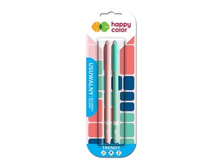 Gēla pildspalvu komplekts Happy Color Trendy, dzēšamas, zila tinte, 0.5mm, 2 gab.