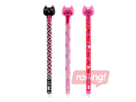 Gēla pildspalva dzēšama Happy Color Cats, zila tinte, 0.5mm