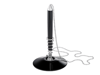 Lodīšu pildspalva statīvā Alco, melns korpuss, melna tinte