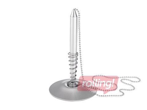 Lodīšu pildspalva statīvā Alco, sudraba korpuss, melna tinte