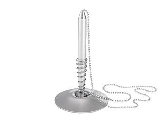 Lodīšu pildspalva statīvā Alco, sudraba korpuss, melna tinte