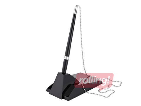 Lodīšu pildspalva statīvā Alco, melns korpuss, melna tinte