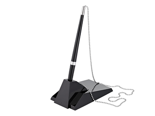 Lodīšu pildspalva statīvā Alco, melns korpuss, melna tinte