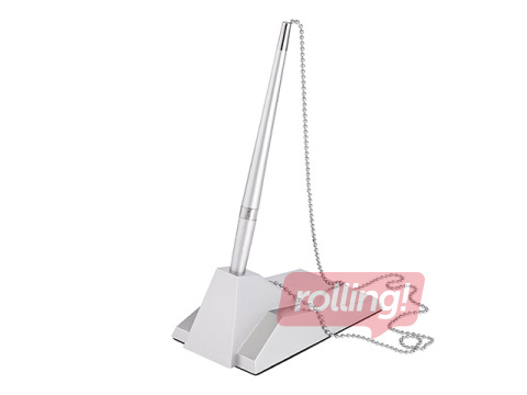 Lodīšu pildspalva statīvā Alco, sudraba korpuss, melna tinte