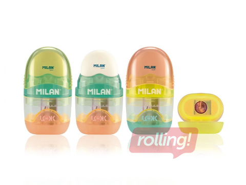 Zīmuļu asinātājs ar dzēšgumiju Milan New Look, dažādas krāsas, 1 gab.
