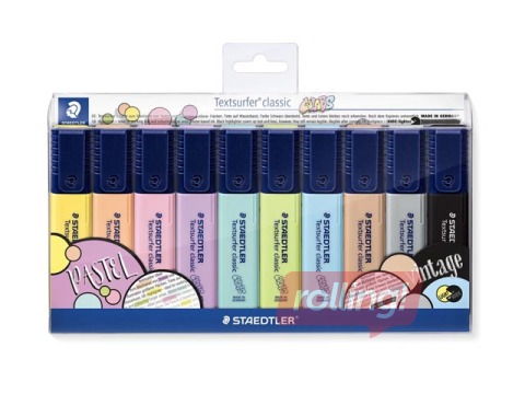 Teksta marķieru komplekts Staedtler Textsurfer 364, 1-5 mm, 10 pasteļkrāsas