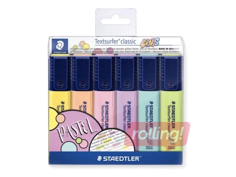 Teksta marķieru komplekts Staedtler Textsurfer 364, 1-5 mm, 6 pasteļkrāsas