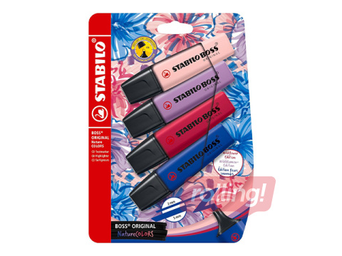 Teksta marķieru komplekts Stabilo Boss Original NatureCOLORS Wildflower, 2-5 mm, 4 krāsas 