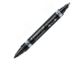 Permanentais marķieris Staedtler Lumcolor DUO, divpusīgs, 0.6mm/1.5mm, melns 