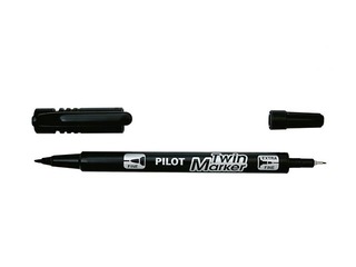 Noturīgais marķieris Pilot Twin EF/F, divpusējs, melns 