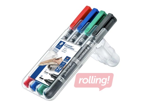 Permanentais marķieru komplekts Staedtler Lumcolor DUO, divpusīgs, 0.6mm/1.5mm, 4 krāsas 