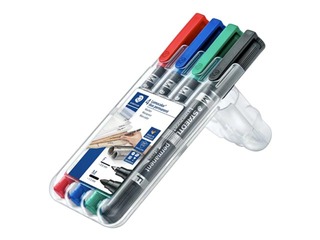 Permanentais marķieru komplekts Staedtler Lumcolor DUO, divpusīgs, 0.6mm/1.5mm, 4 krāsas 