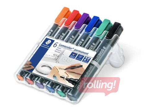 Permanentais marķieru komplekts Staedtler Lumcolor 352, 2.0mm, 6 krāsas