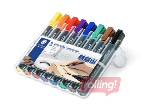 Permanentais marķieru komplekts Staedtler Lumcolor 352, 2mm, 8 krāsas