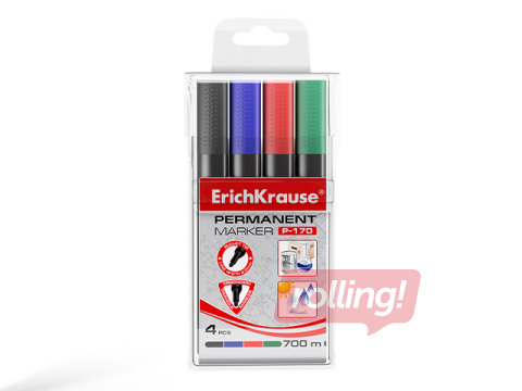 Permanento marķieru komplekts ErichKrause P-170, 4 krāsas 