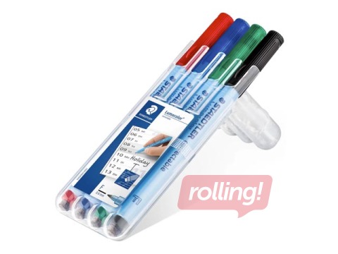 Marķieru komplekts Staedtler Lumocolor 305, dzēšamais, 0.6mm, 4 krāsas