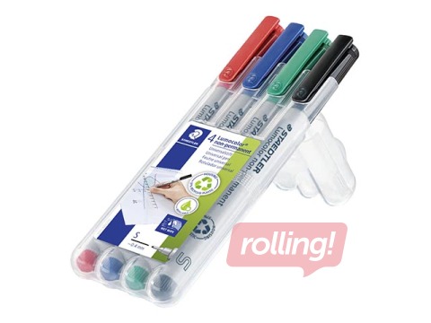 Marķieru komplekts Staedtler Lumocolor 311, 0.4mm, 4 krāsas, nav permanents
