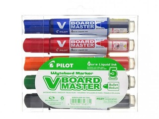 Marķieru komplekts baltajai tāfelei, Pilot V Board Master, 2.3 mm, 5 krāsas