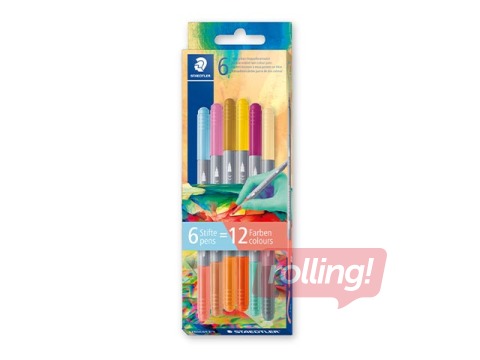 Flomāsteri Staedtler, 3280, divpusīgi, 12 krāsas, 6 gab.