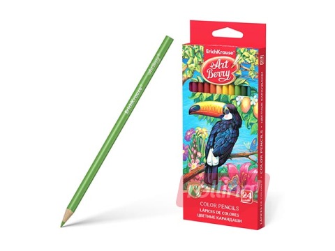Krāsainie trīsstūra zīmuļi ErichKrause ArtBerry, 24 krāsas