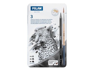 Watersoluble graphite pencils set Milan in metal box