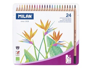 Krāsainie zīmuļi Milan 24 krāsas, metāla kastē
