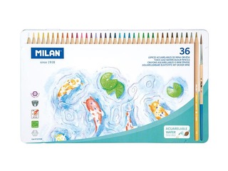 Krāsainie zīmuļi Milan, akvareļu, 36 krāsas, metāla kastē