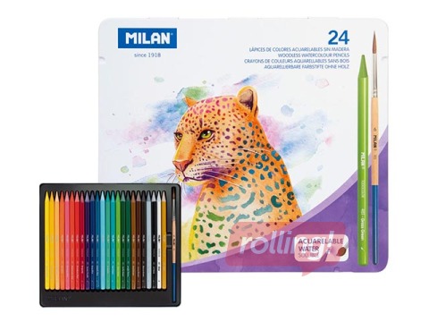 Krāsaino zīmuļu komplekts Milan, akvareļu, 24 krāsas, metāla kastē
