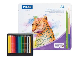 Watersoluble colour pencils Milan + brush in metal case