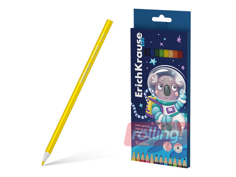 Krāsainie zīmuļi ErichKrause, Kids Space Animals, trīsstūra, 12 krāsas
