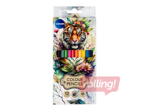 Krāsainie zīmuļi Tiger, sešstūra, 12 krāsas