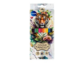 Krāsainie zīmuļi Tiger, sešstūra, 12 krāsas