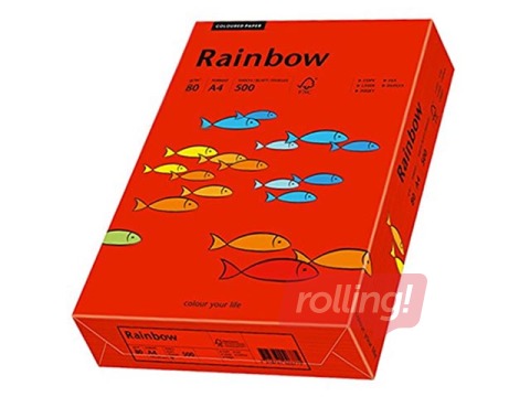 Papīrs Rainbow 28, A4, 80 g/m2, 500 loksnes, spilgti sarkans