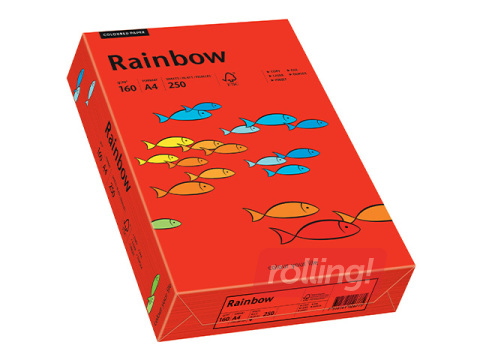 Papīrs Rainbow 28, A4, 160g/m2, 250 loksnes, spilgti sarkans